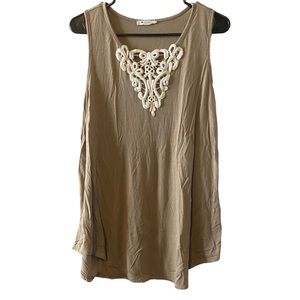 Bombom Tan Tank Top With Lace